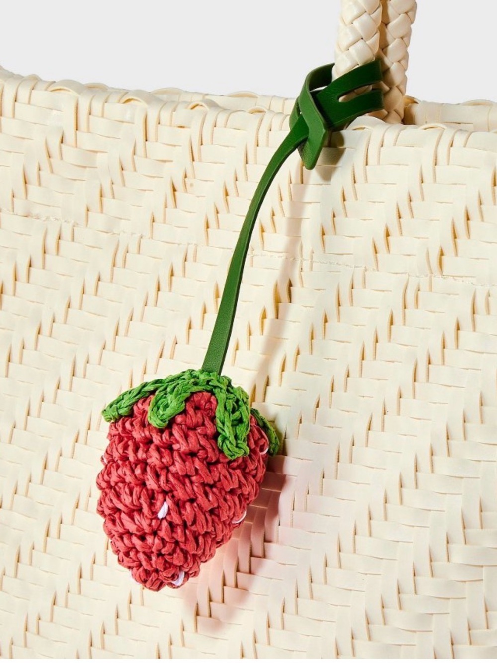 Strawberry Knit Bag Charm in Pink and Green